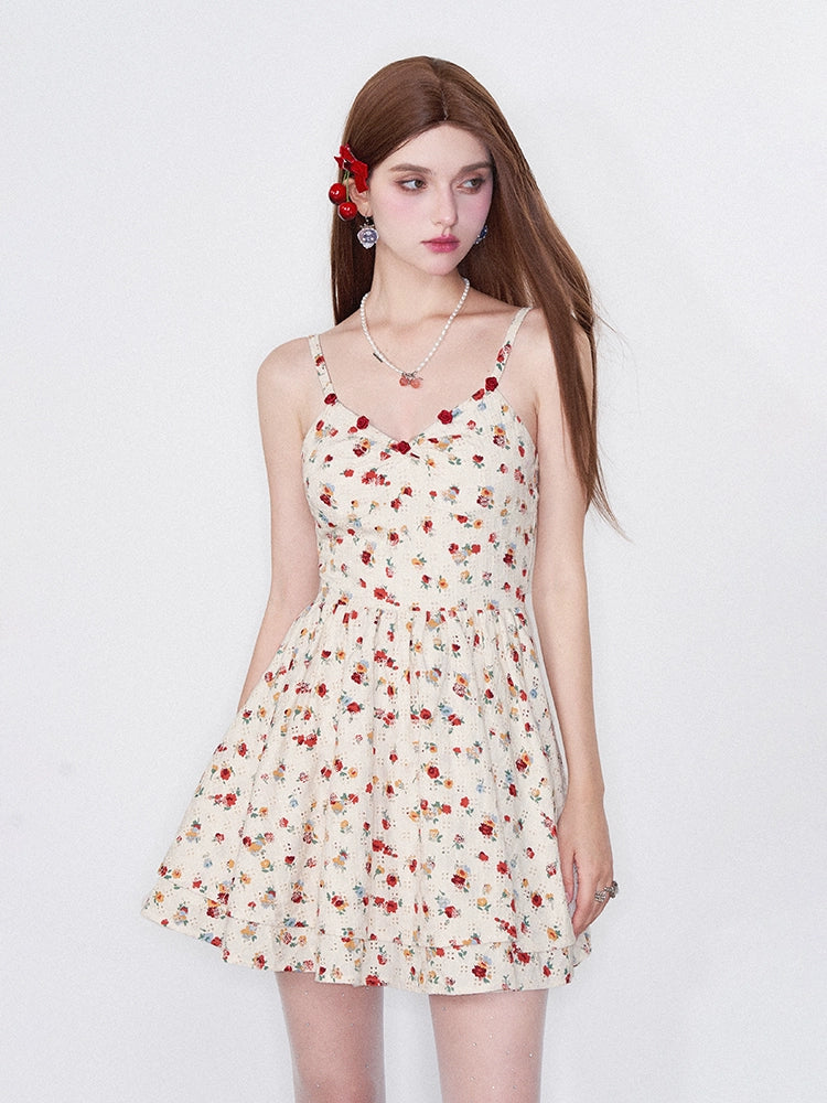 Embroidered Floral Waist Dress