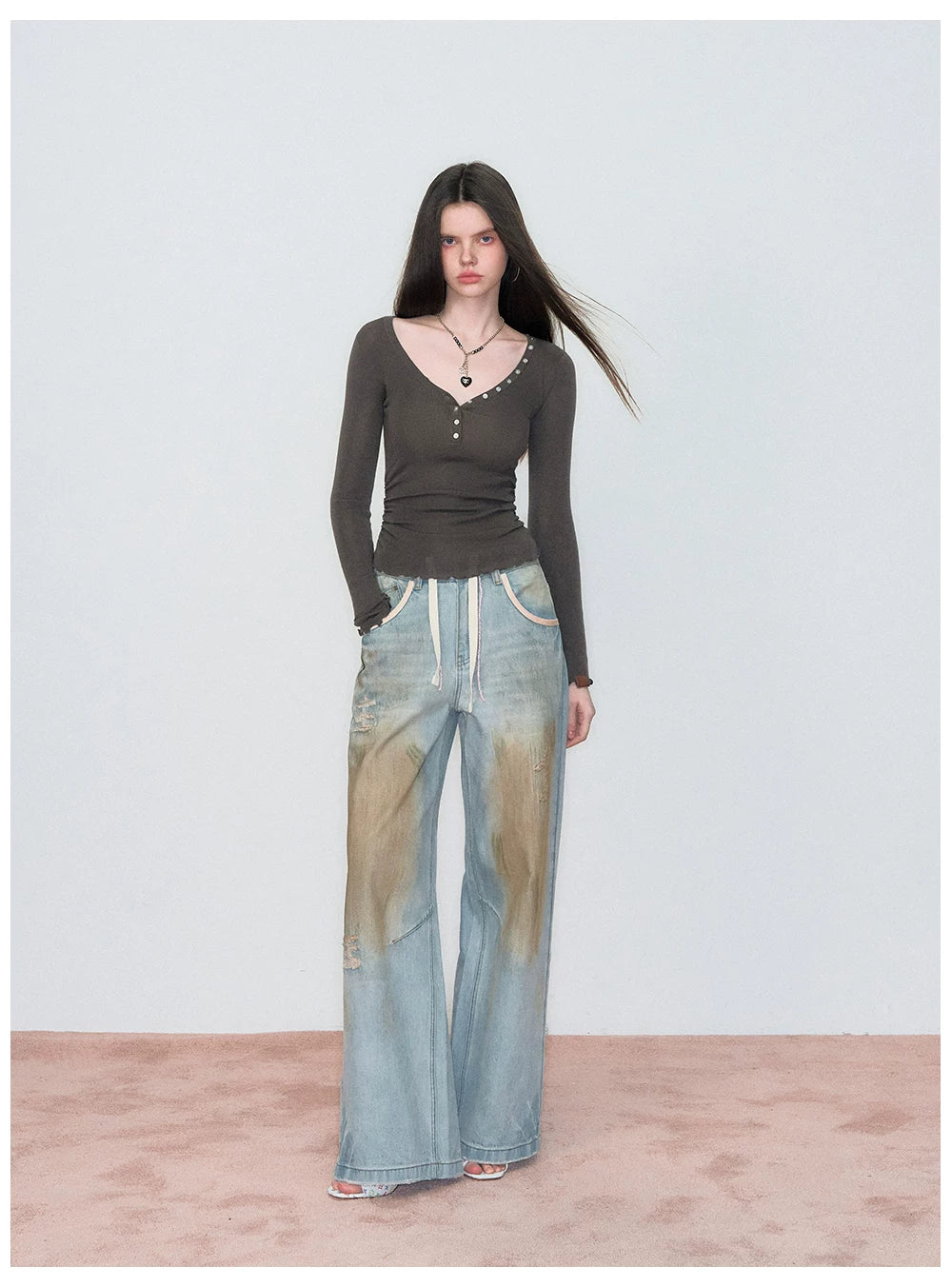 Waist-Cinched Slim-Fit Wool Knit T-Shirt