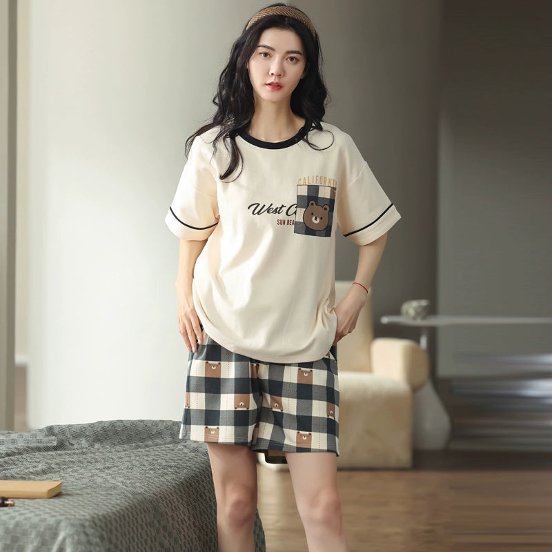 Thin Cotton Short-sleeved Pajamas