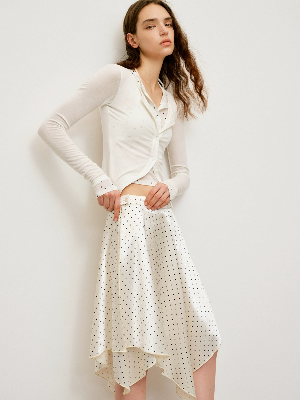 Polka-Dot Long Sleeve Cardigan