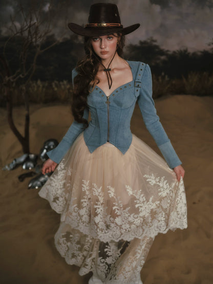 Denim Knight Structured French Denim Corset