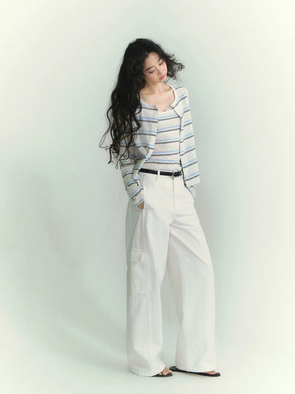 Relaxed Stripe Layered Cardigan Set