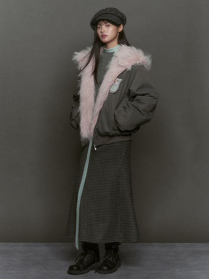 Eco-friendly Fur Splicing One-piece Coat