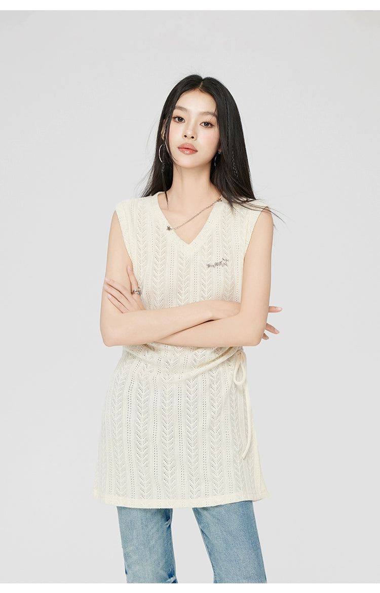 Beige Chain Knit Dress