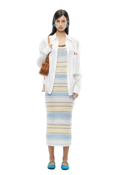 Marfi Halter Neck U-Back Slim Long Dress