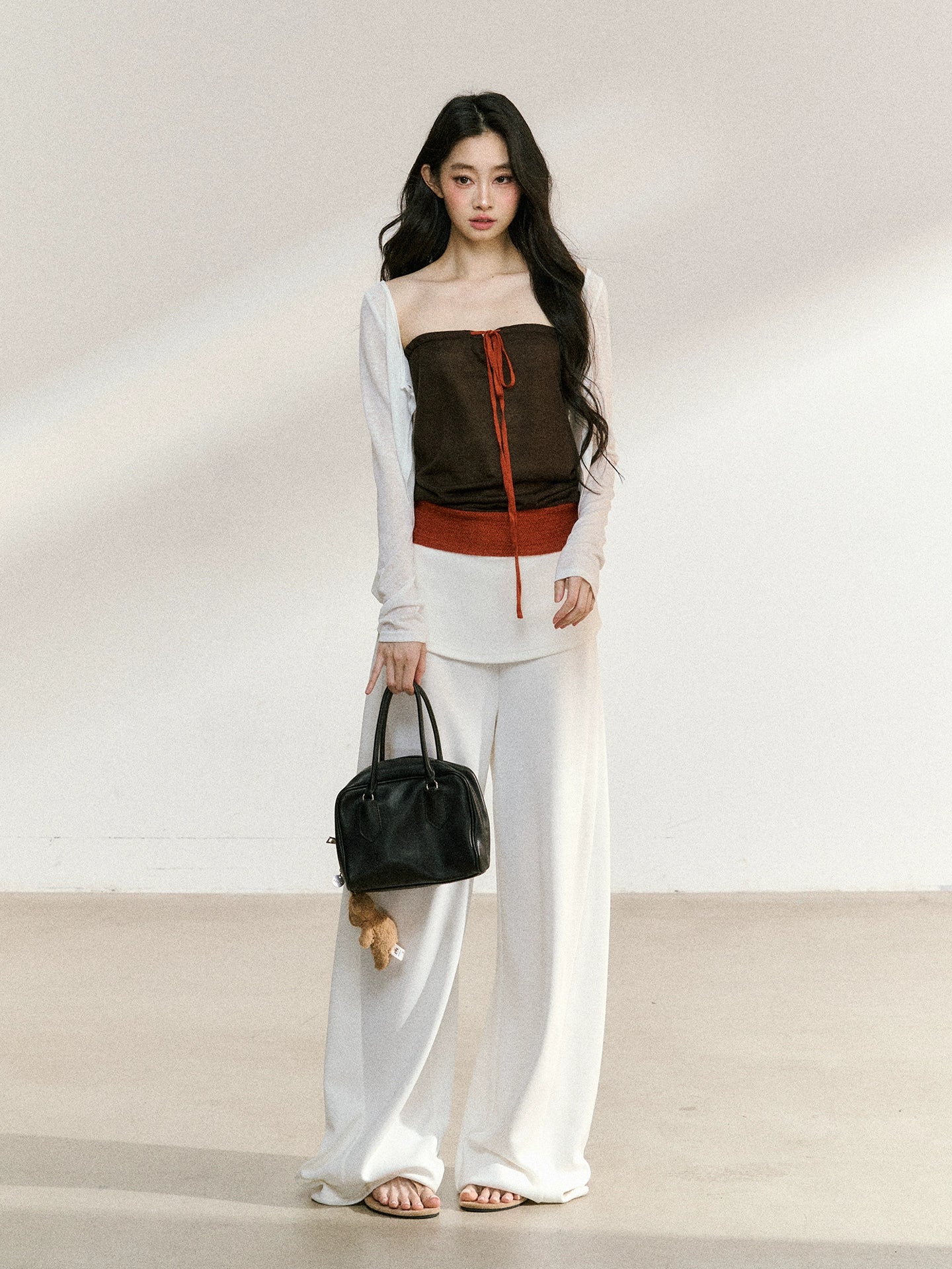 Folded Waist Relaxed Straight Pants