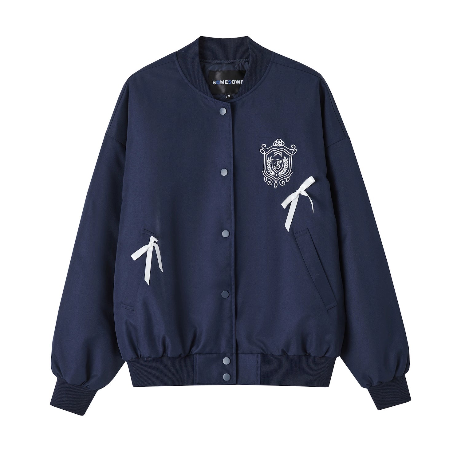 Bow Knot Badge Baseball Jacket