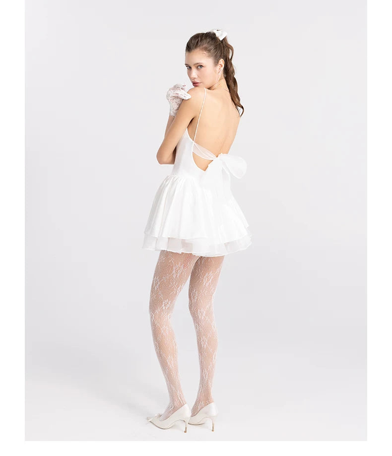 Backless Bow Corset Strap Mini Dress