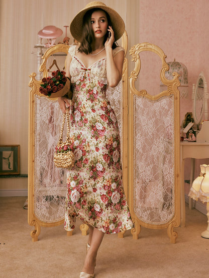 Vintage Romantic All-Over Peony Textured Dress