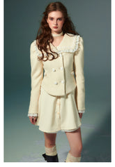 Naval Collar Wool Jacket & Skirt Set - CHINASQUAD