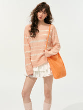 Color-Block Irregular Striped Soft Crewneck - CHINASQUAD