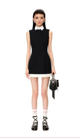 Ruffled Wool-Blend Sleeveless A-Line Dress - CHINASQUAD