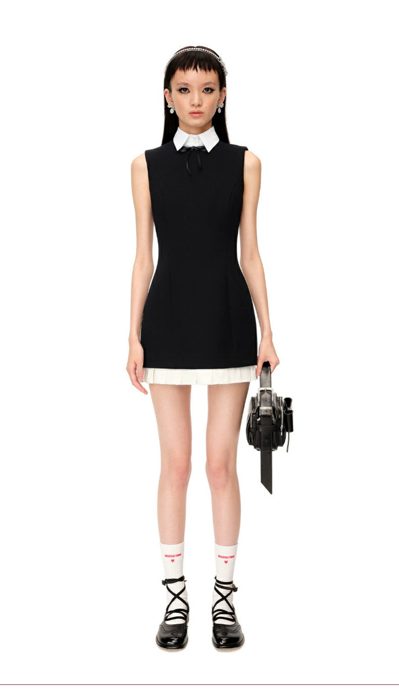 Ruffled Wool-Blend Sleeveless A-Line Dress - CHINASQUAD