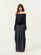 Fake Two-Piece Color-Block Draped Collar Knit Top - CHINASQUAD