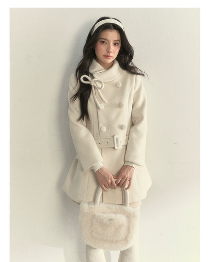 Wool Blend Double-Breasted Midi Coat