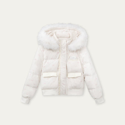 White Fur-Collar Duck Down Jacket