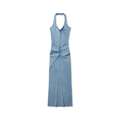 &quot;Feria Series&quot; Volcano V-Waist Pleated Halter Dress - CHINASQUAD