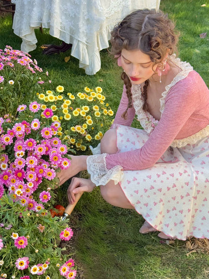 Rose Petite Florist Knit Dress &amp; Cardigan Set