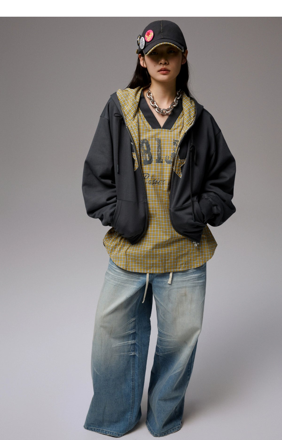 Vintage V-Neck Check Jersey Shirt - CHINASQUAD