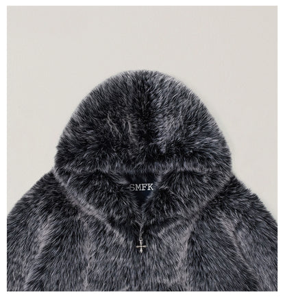 Cross Relic Oversized Faux Fur Hoodie