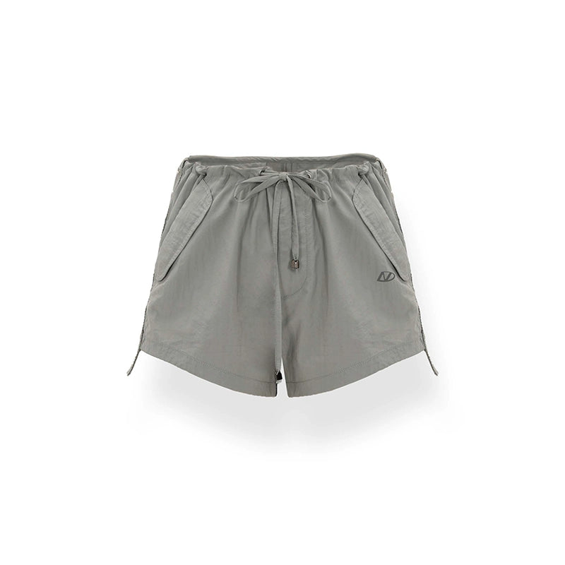 Gray &amp; Black Mid-Waist Vintage Casual Shorts - CHINASQUAD