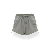 Gray & Black Mid-Waist Vintage Casual Shorts - CHINASQUAD