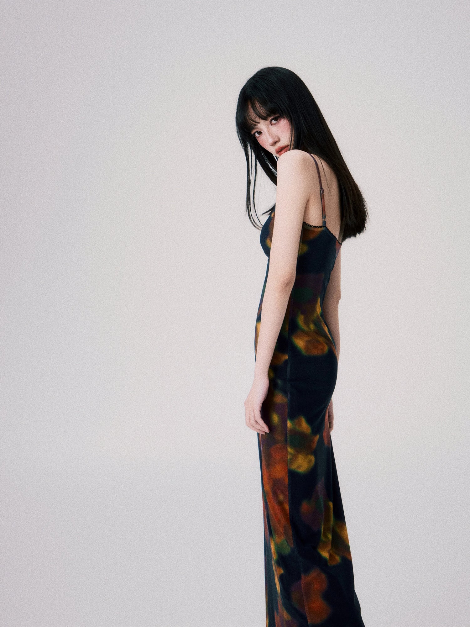 Vintage Printed Spaghetti-Strap Dress