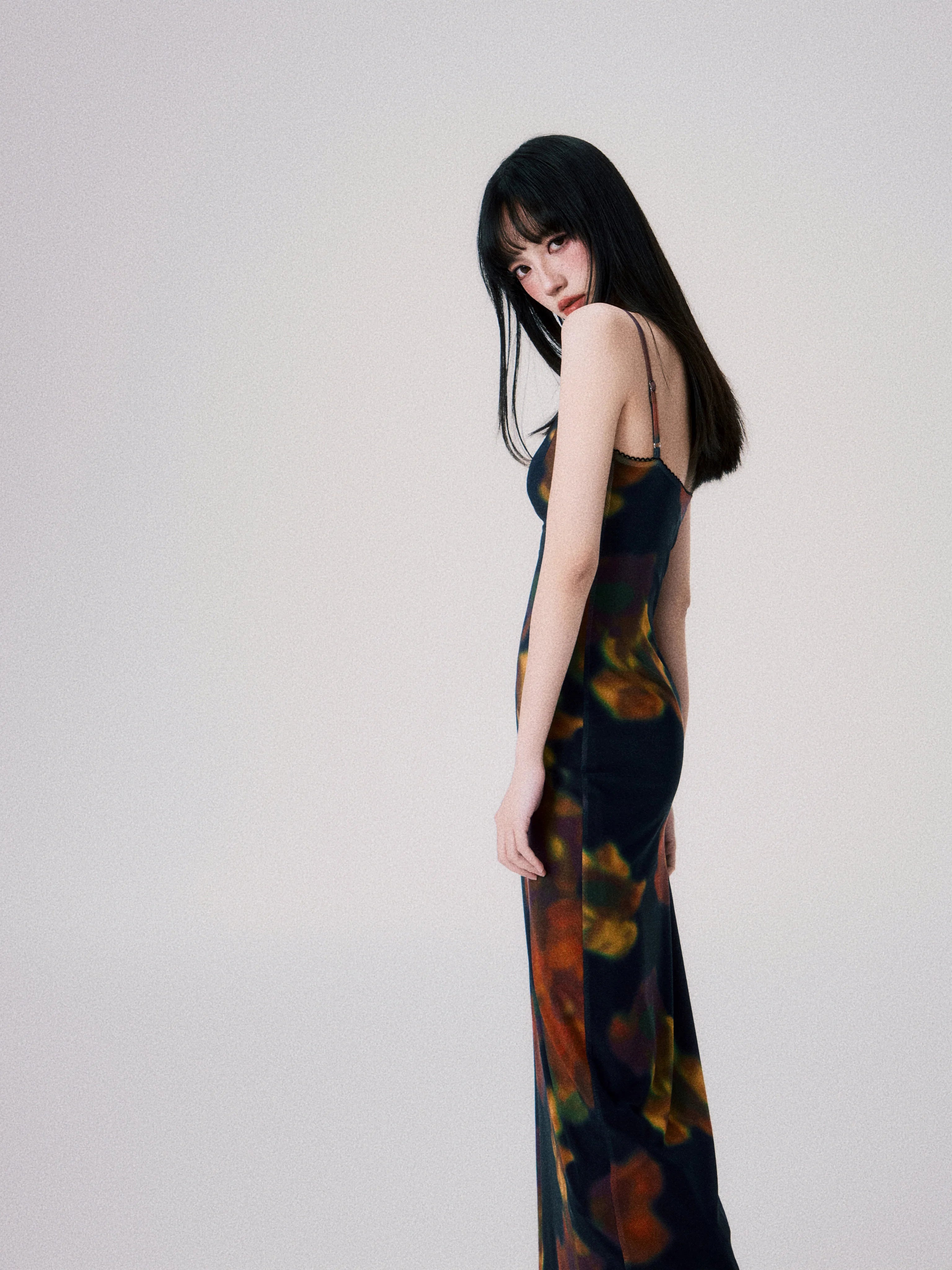 Vintage Printed Spaghetti-Strap Dress