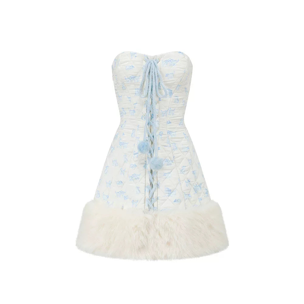 French Sweet Quilted Down Dress &amp; Jacket Set