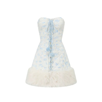 French Sweet Quilted Down Dress &amp; Jacket Set