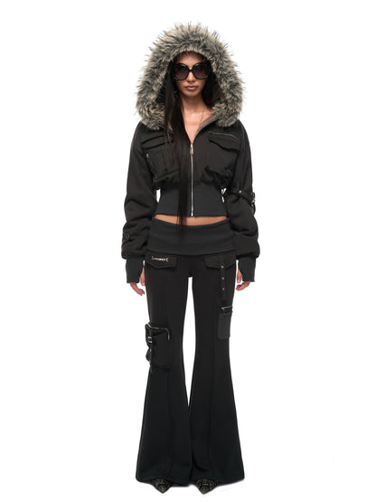Waist-Cinched Hoodie &amp; Flare Pants Set