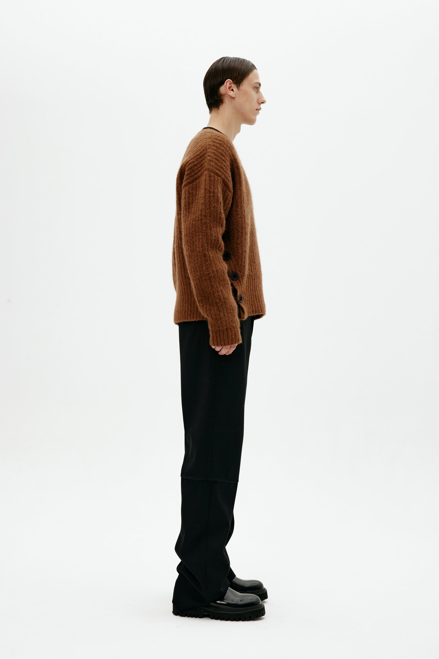 Mohair Wool Multi-Button Crewneck