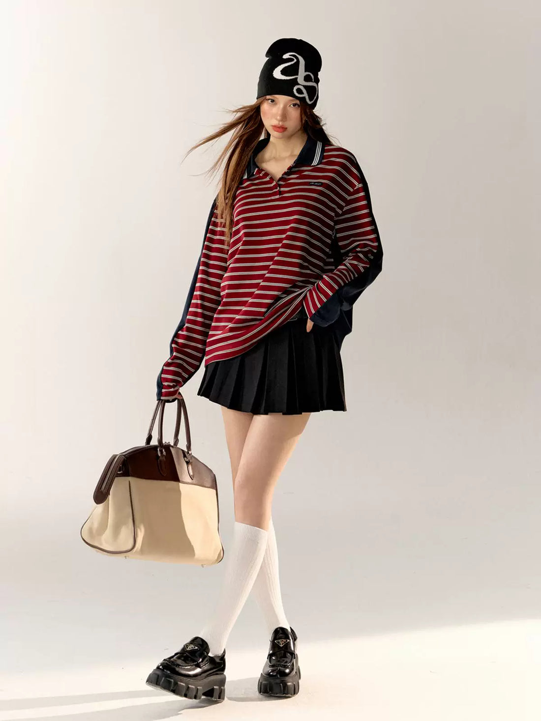 Striped Long-Sleeve Polo Shirt