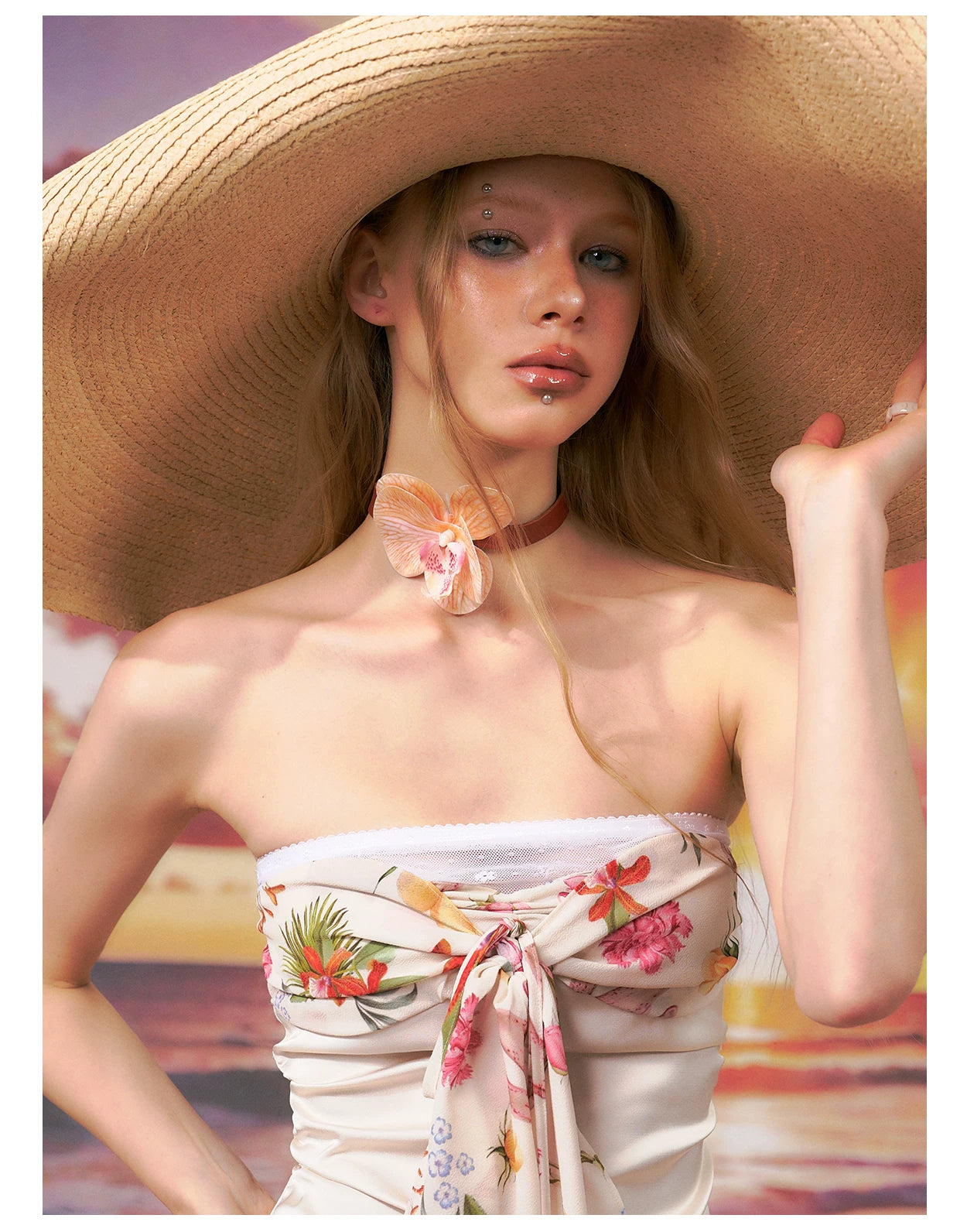 Printed Bandeau Top &amp; Mini Skirt Set