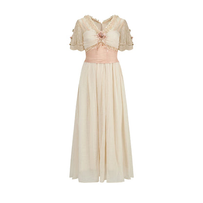 Empire Reverie Textured V-Neck Dress