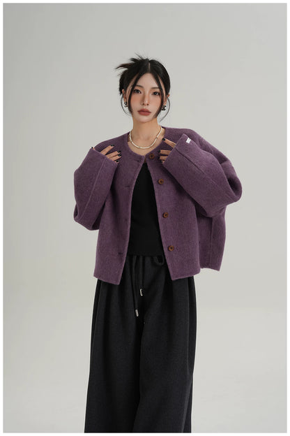 Relaxed-Fit Cropped Double-Faced Wool Jacket