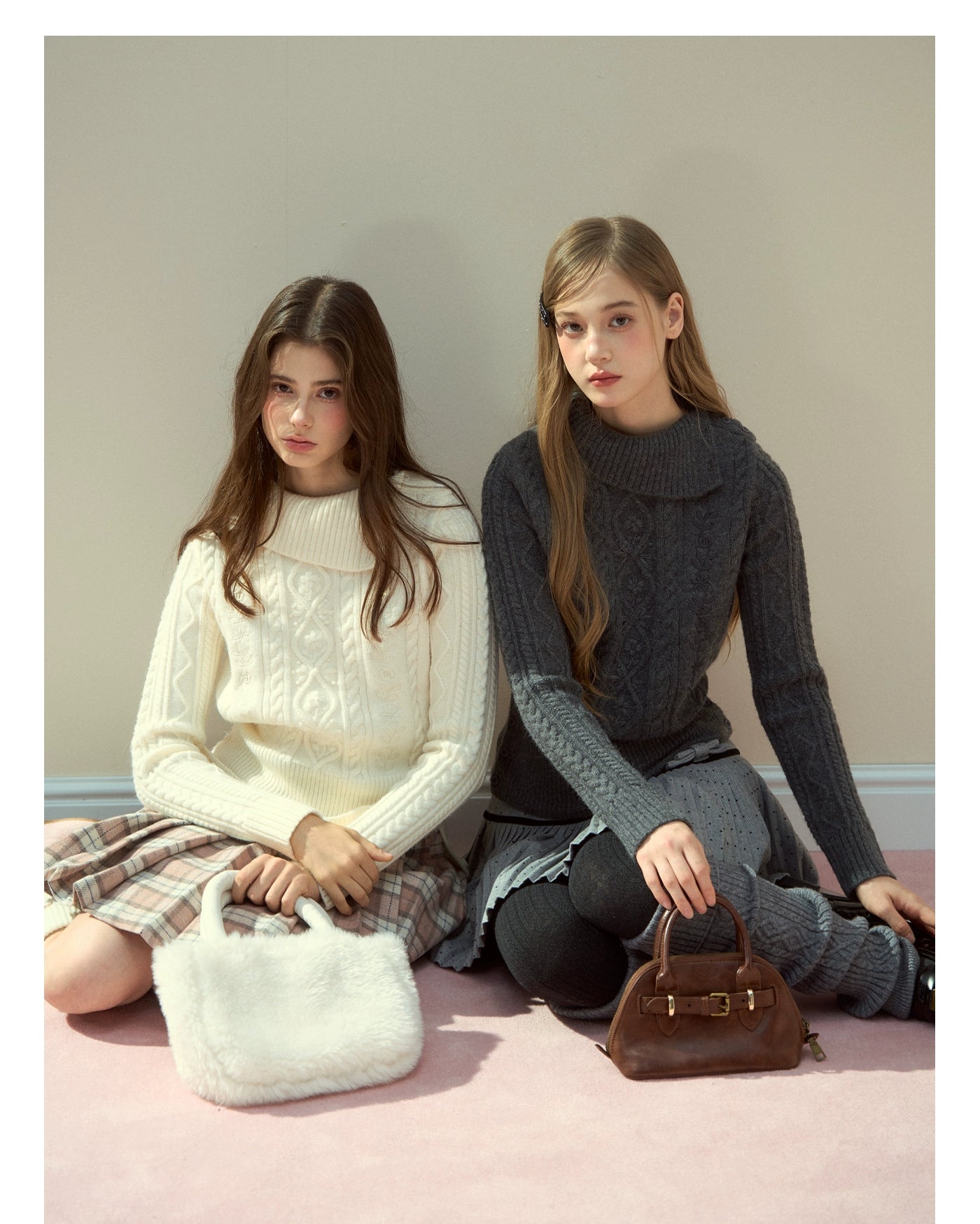 Winter Whisper Cable Knit Turtleneck Sweater