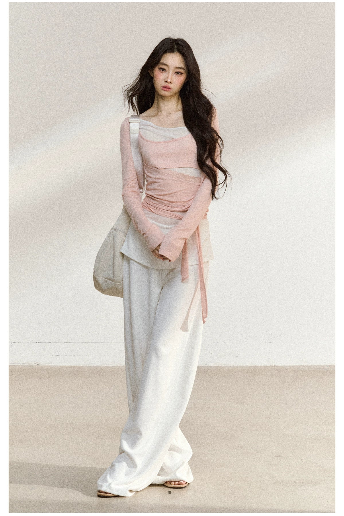 Folded Waist Relaxed Straight Pants
