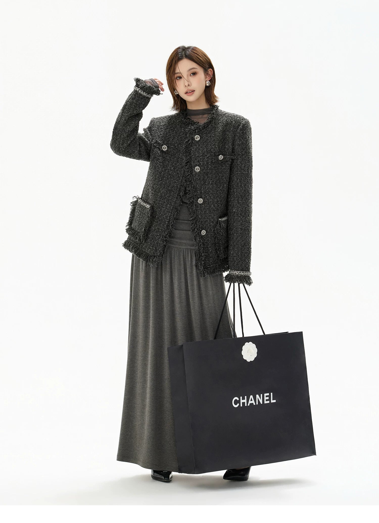 Two-Piece Off-Shoulder Knit Maxi Dress