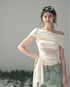 AOMALM Off-Shoulder Lace Tie Top – view 3