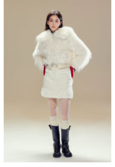 White Turn-down CollarFaux Shearling Coat - CHINASQUAD