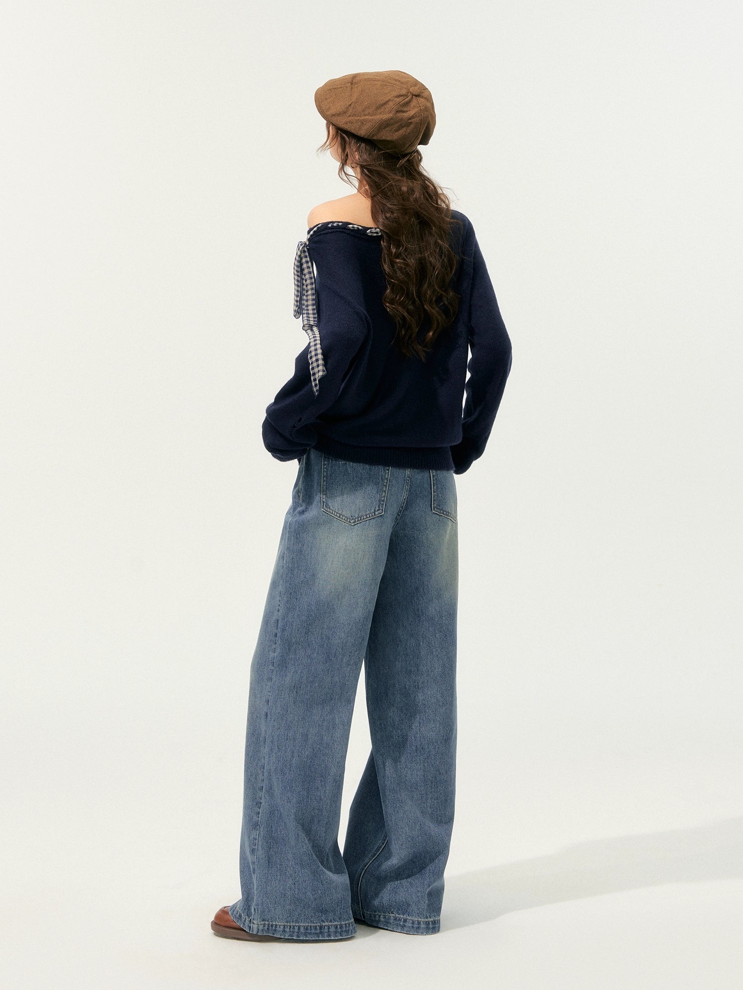 Lace Printed Wide-Leg Jeans - CHINASQUAD