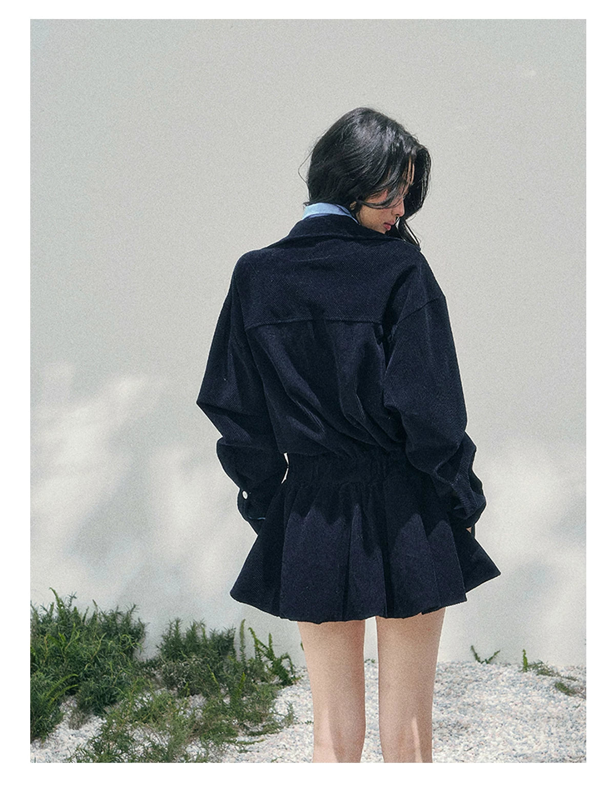 Corduroy Academy Faux Two-Piece Dress