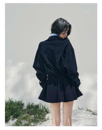 Corduroy Academy Faux Two-Piece Dress
