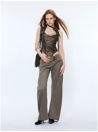 Metal-Waist Punk Tailored Trousers