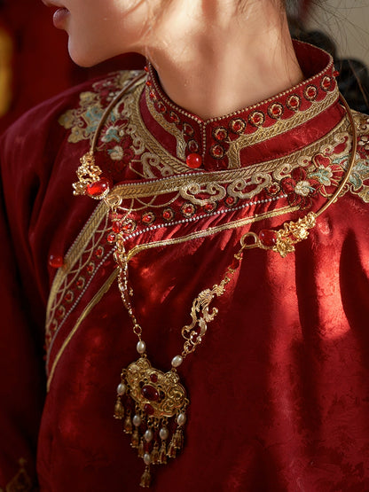 &quot;羡鸳鸯&quot; Red Embroidered Hanfu Set