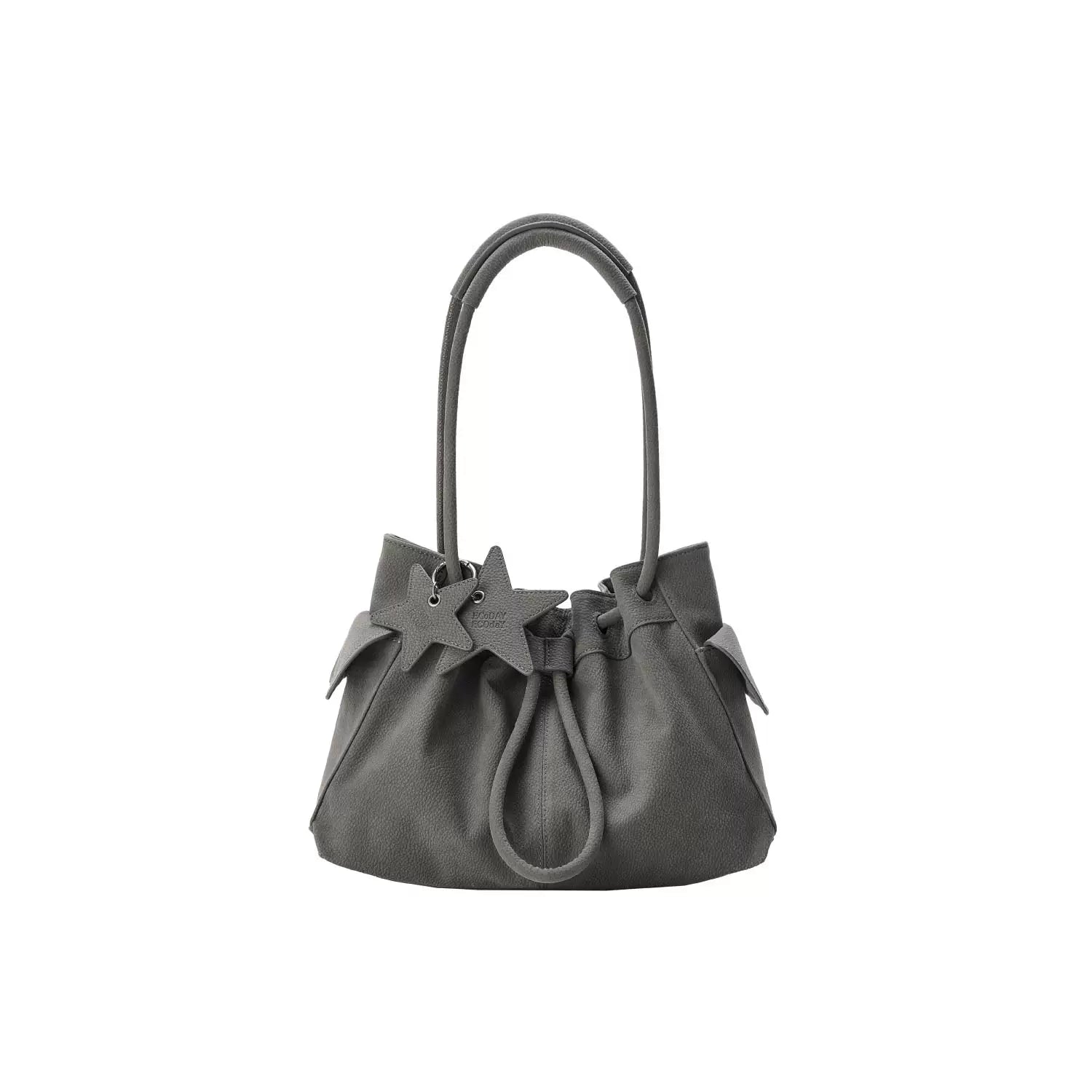 Pebbled Leather Drawstring Cloud Shoulder Bag ECODAY