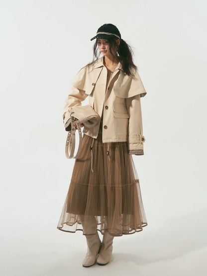 Detachable Cape Quilted Padded Jacket