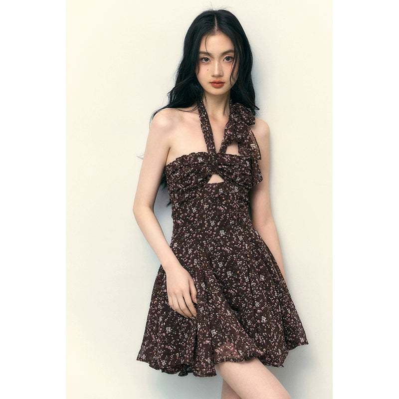 Dark Brown Floral Dress