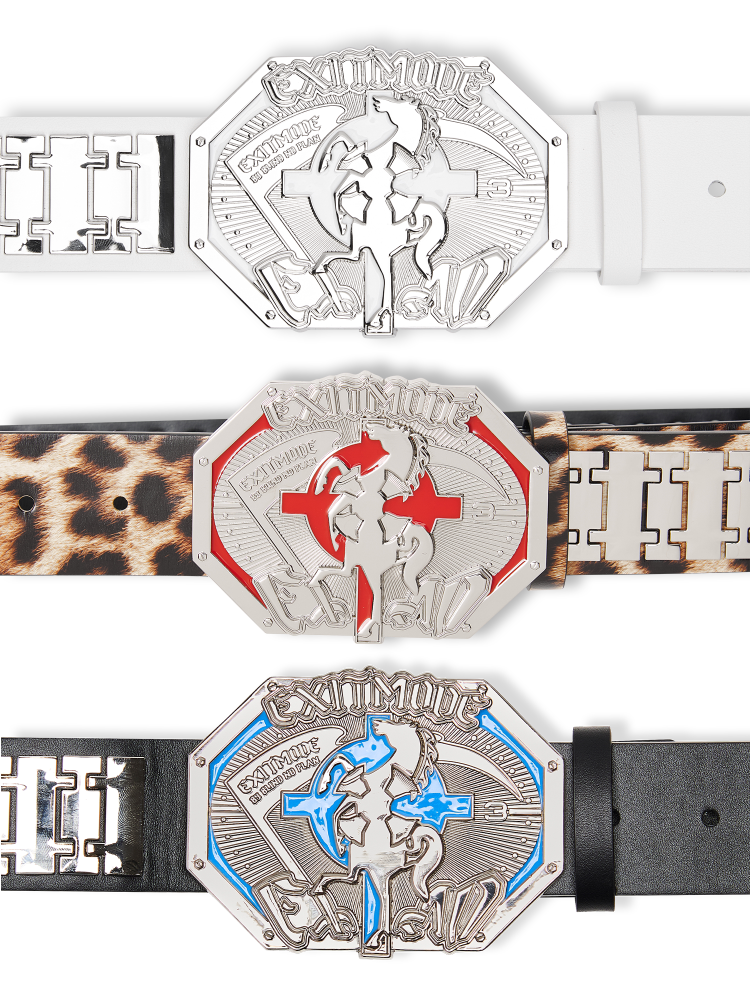 Chrono-Inspired Cross Emblem Leather Belt